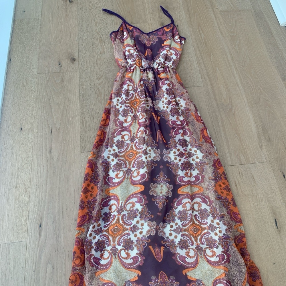 Miss Selfridge Orange and Purple Maxi Sundress